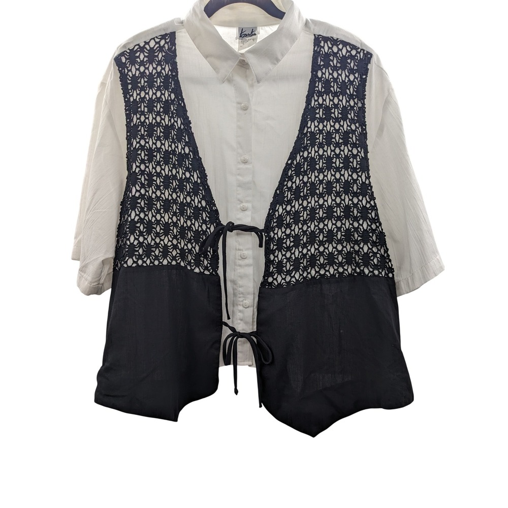 Vintage 90s Tapestry by Koret Layered Vest Blouse Size M USA Whimsigoth Boho
